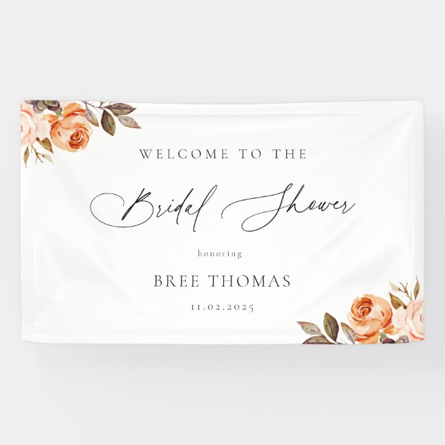 Begrüßung des Brautparty "Earthy Autumn Floral" Banner (Horizontal)