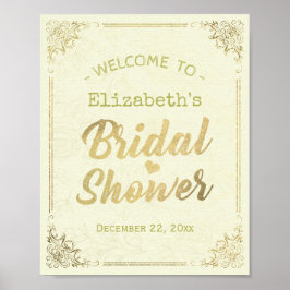 Begrüßung des Brautparty mit Golden Script Poster