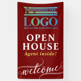 Begrüßung des Burgundy Open House Realtor-Logos Banner