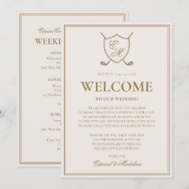 Begrüßung des eleganten Wappen Monogram Golf Weddi Einladung