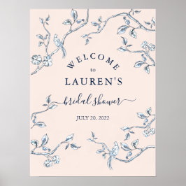Begrüßung des französischen Brautparty Toile Blue  Poster