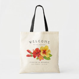Begrüßung des Hibiskus Tropical Floral Tragetasche