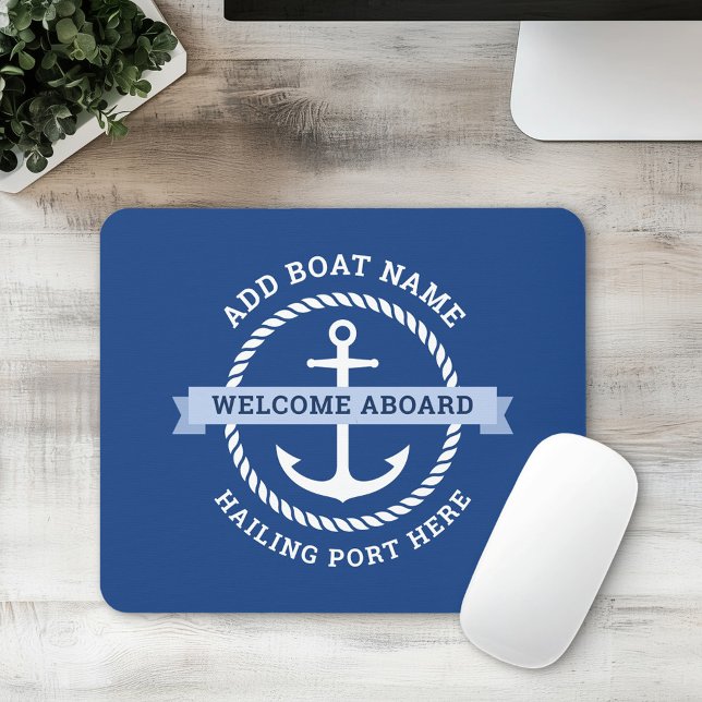 Begrüßung des Namens des Ankerseils an Bord Mousepad (Anchor rope border boat name welcome aboard mouse pad)