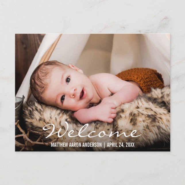 Begrüßung des neuen Baby Foto Ankündigung Postcard (Vorderseite)