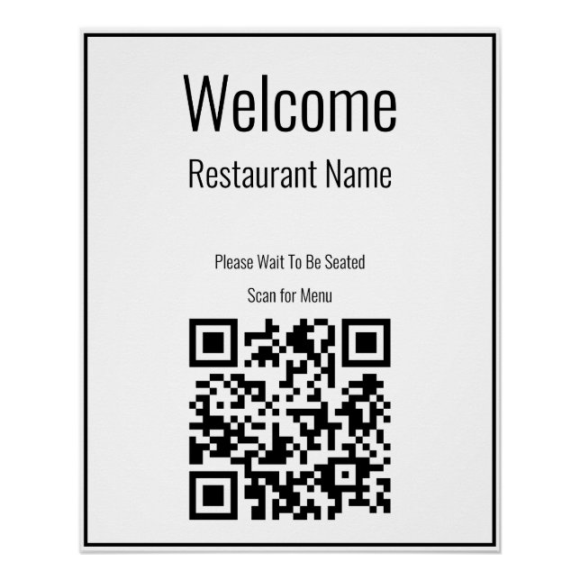 Begrüßung des schwarzen und weißen QR-Codes für da Poster (Vorderseite)