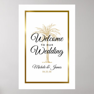 Begrüßung des Tropical Gold Palm Tree Poster