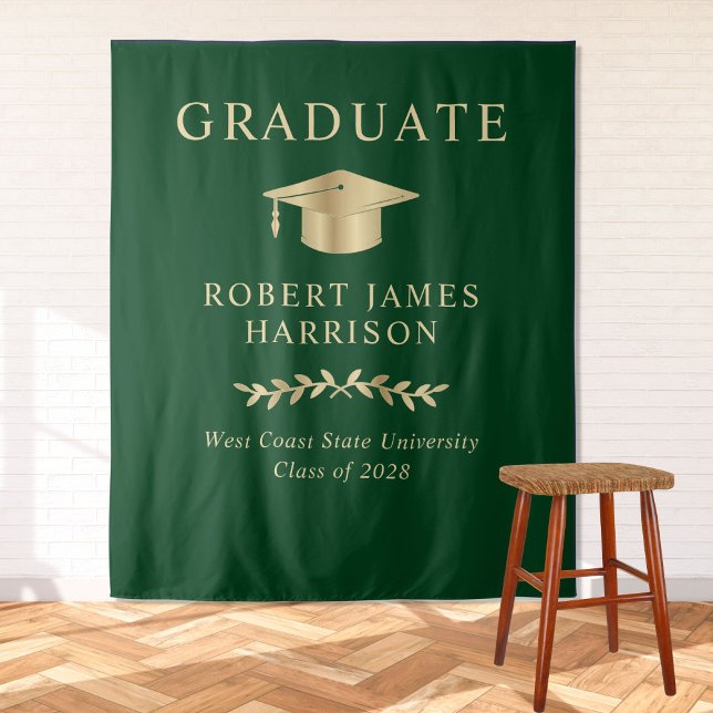 Begrüßung einer eleganten Green Gold Graduation Pa Wandteppich (Von Creator hochgeladen)