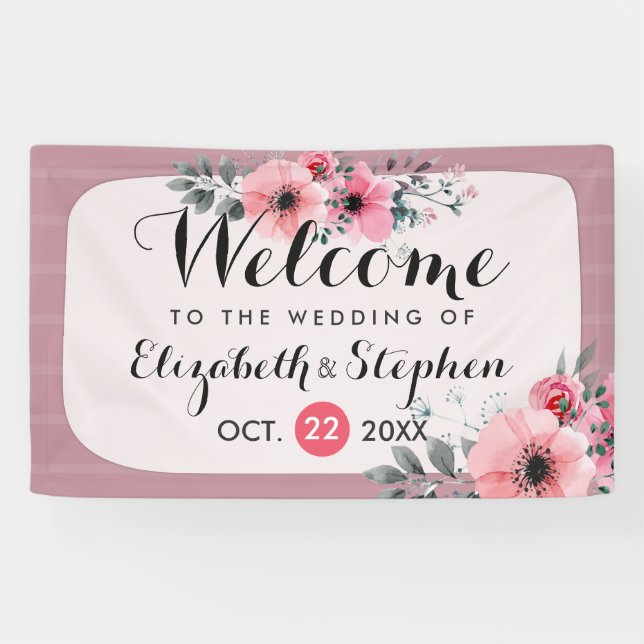 Begrüßung einer eleganten Watercolor-Blumenschrift Banner (Horizontal)