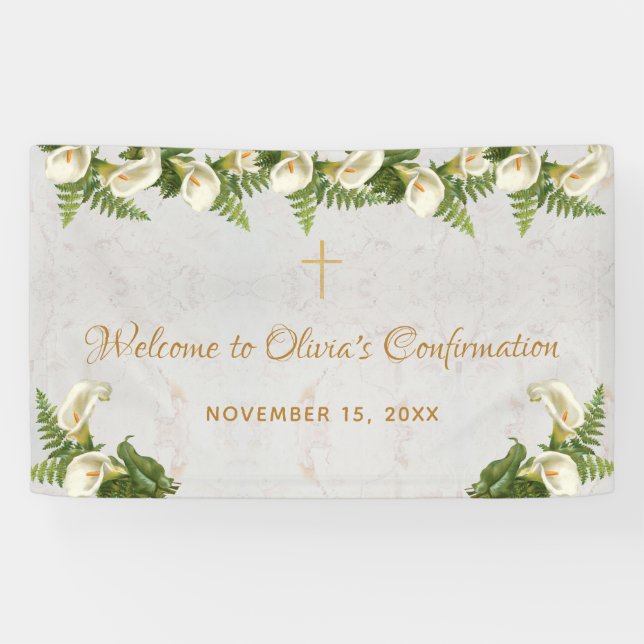Begrüßung Floral Calla Lilies Marmor Banner (Horizontal)