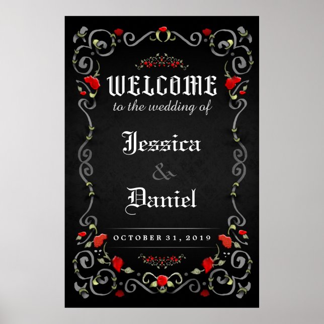 Begrüßung Halloween LIEBE Rose 24x36 Poster (Vorne)