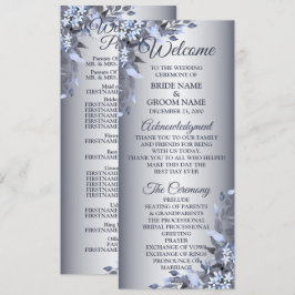 Begrüßung Hochzeit Navy Blütenblume Silber Elegant Programm