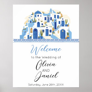 Begrüßung Hochzeitplakat Sign Santorini Griechenla Poster