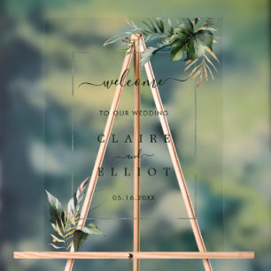 Begrüßung in tropischen Blättern Acrylschild