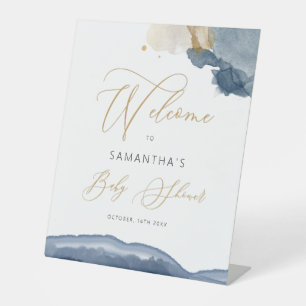 Begrüßung mit Baby Dusche Schild für Navy Blue an