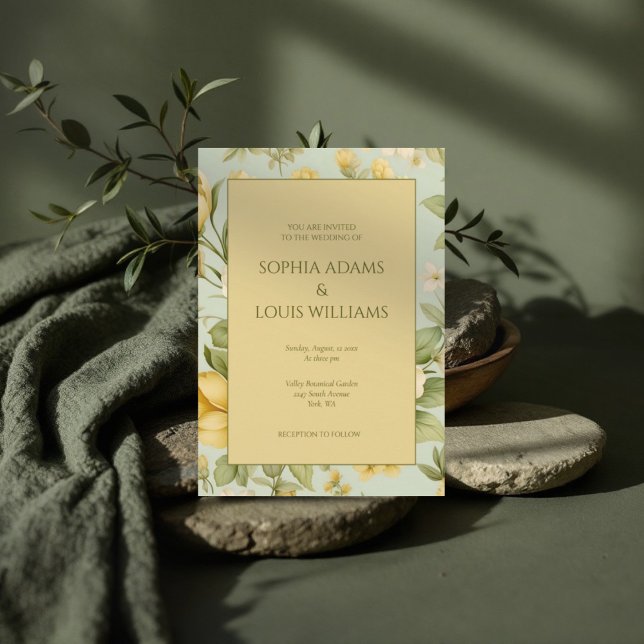 Begrüßung mit floraler Hochzeit in Weiß-Beige Einladung (Von Creator hochgeladen)