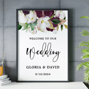 Begrüßung mit Watercolor Burgundy Poster