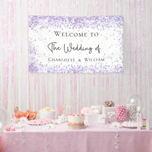 Begrüßung mit weißem Lavendel Banner
