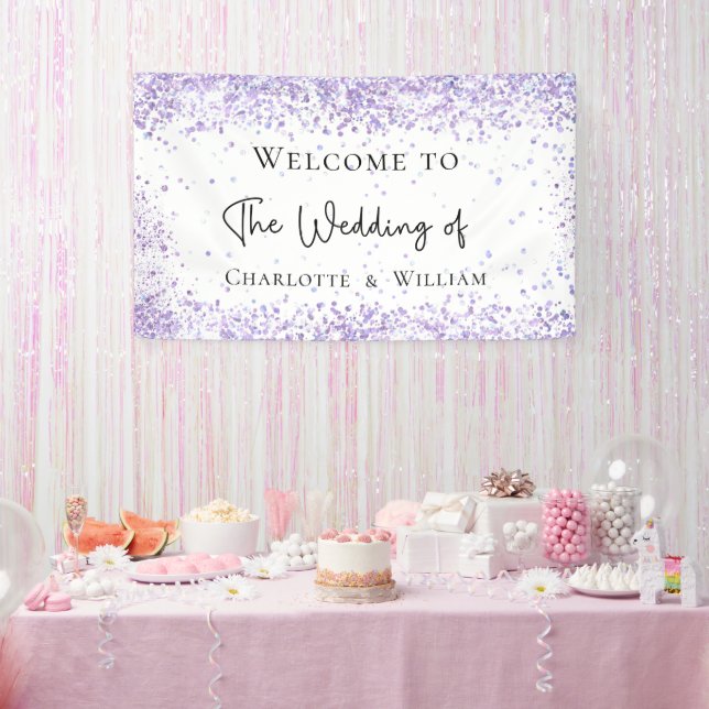 Begrüßung mit weißem Lavendel Banner (Party)