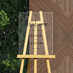 Begrüßung mit Whimsical Handgeschriebenen Acrylschild