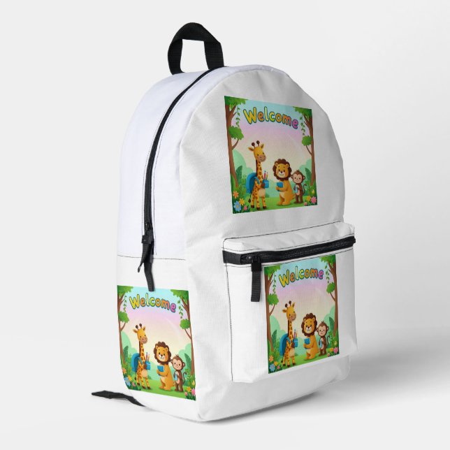 Begrüßung Niedlicher Jungle Animes School Rucksack (Rückseitige Ecke links)