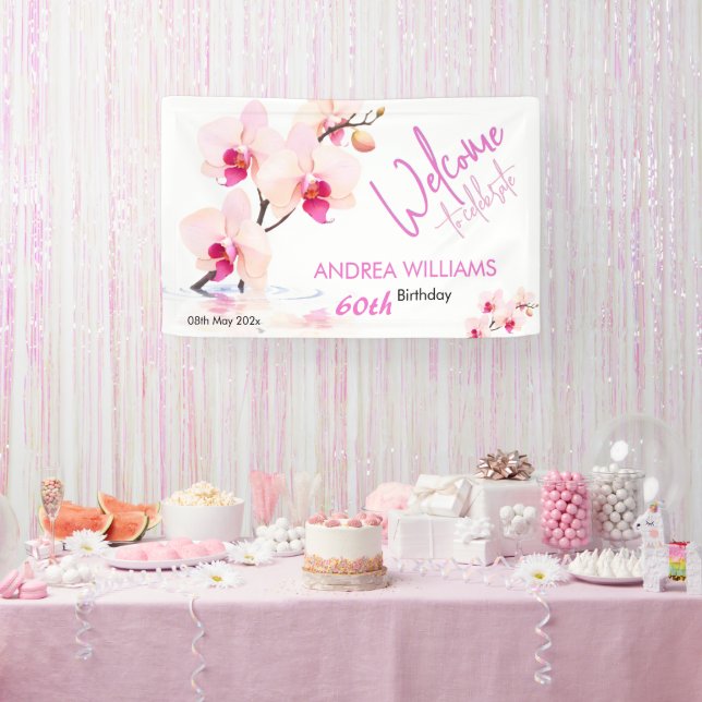 Begrüßung Orchideenblüten 60. Geburtstag Banner (Party)