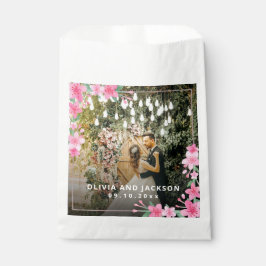 Begrüßung Party Rosa Blütengoldene Rahmen Hochzeit Geschenktütchen