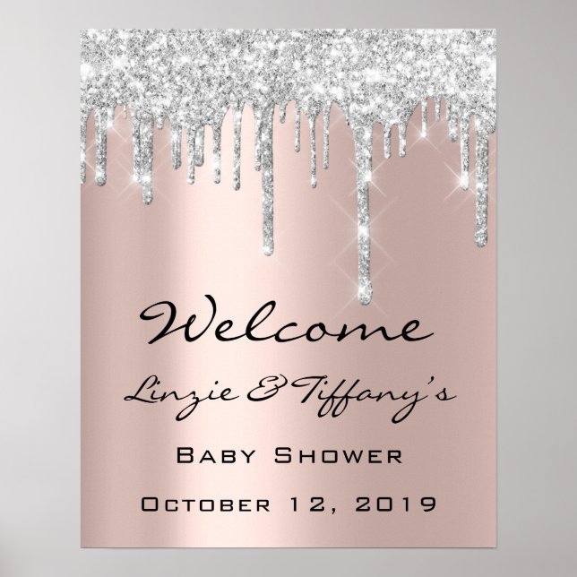 Begrüßung Poster Silver Tropfens Kinderdusche (Vorne)