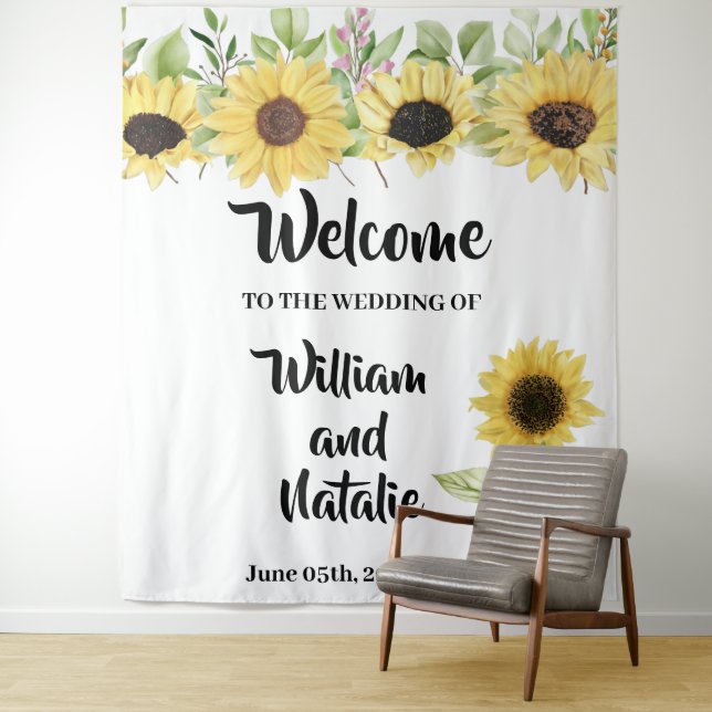 Begrüßung Sonnenblumen Tapestry Wandteppich (Beispiel)