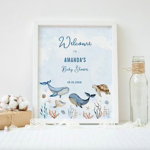 Begrüßung unter der Blue-Baby-Dusche Poster