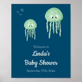 Begrüßung unter der Meeresquallen-Babydusche Poster