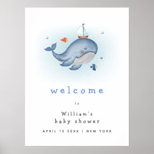 Begrüßung unter der Whale Boat Babydusche Poster
