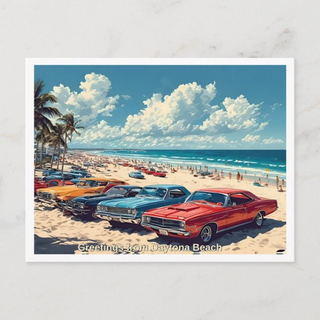 Begrüßung vom Strand von Daytona, Illustration der Postkarte (Vorderseite)