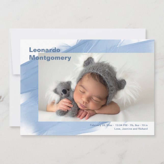 Begrüßung von Baby Boy Foto Geburtserklärung Ankündigung (Vorderseite)