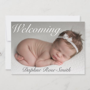 Begrüßung von Baby Girl Foto Birth Ankündigung