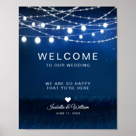 Begrüßung von Blue Night & Silver String Lights Poster