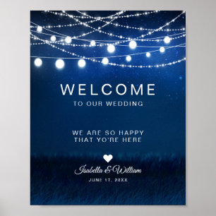 Begrüßung von Blue Night & Silver String Lights Poster