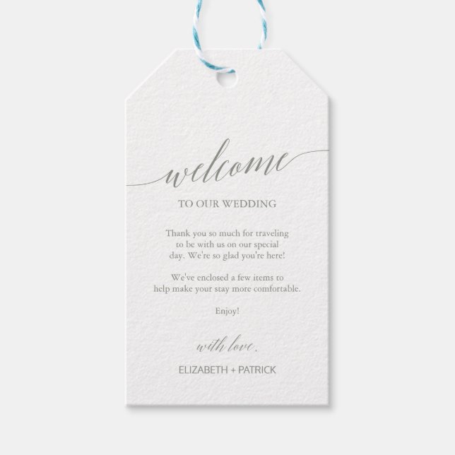 Begrüßung von Elegance Sage Green Calligraphy Geschenkanhänger (Vorderseite)