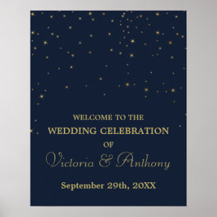 Begrüßung von eleganten Navy/Gold Falling Stars Poster