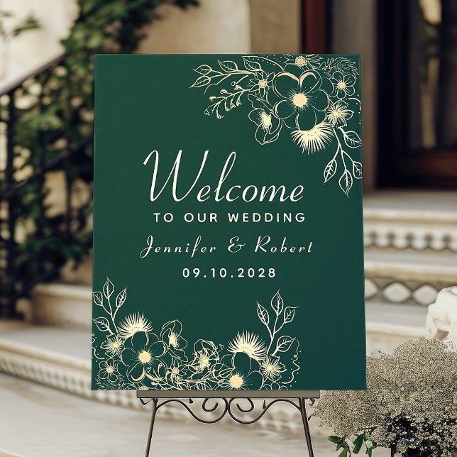 Begrüßung von Gold- und Smaragdgrünen Hochzeiten Poster (Von Creator hochgeladen)
