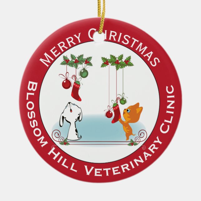 Begrüßung von Haustieren aus der Tierklinik Keramik Ornament (Vorne)