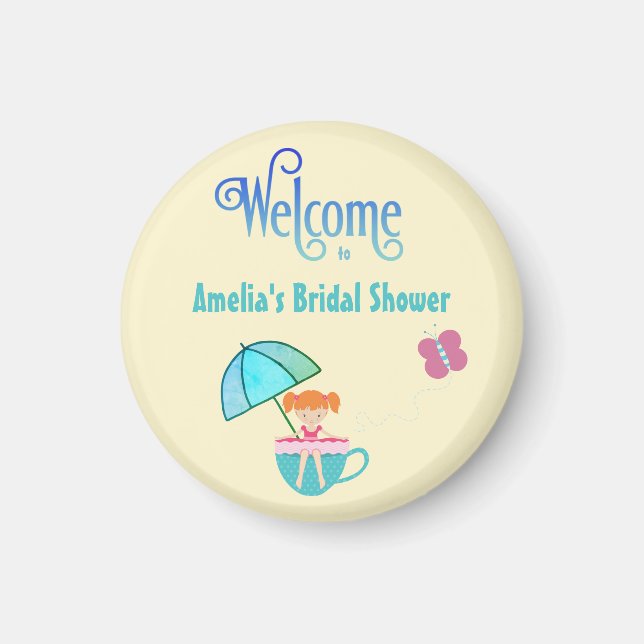 Begrüßung von Individuelle Name Brautparty Teacup Magnet (Vorne)