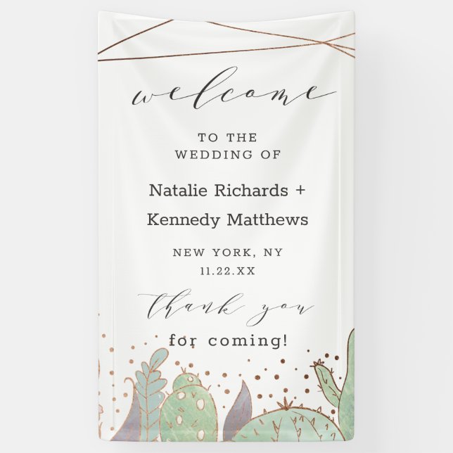 Begrüßung von Kakteen & Succulents Geometric Weddi Banner (Vertikal)