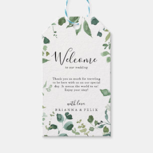 Begrüßung von Kalligrafie Script Green Foliage Geschenkanhänger