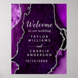 Begrüßung von lila und silbernen Agate Poster