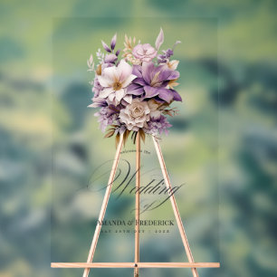 Begrüßung von Mauve und Gold Floral Acrylschild