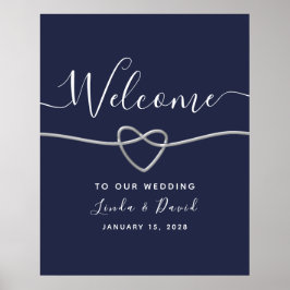 Begrüßung von Navy Blue Wedding Poster