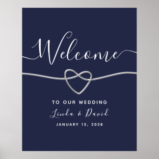 Begrüßung von Navy Blue Wedding Poster