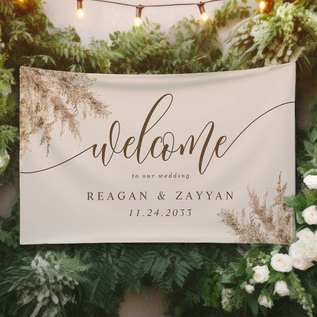 Begrüßung von Pampas Grass Earthy Exotic Wedding Banner (Von Creator hochgeladen)
