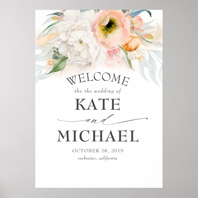 Begrüßung von Peach and Pink Vintage Poster (Vorne)