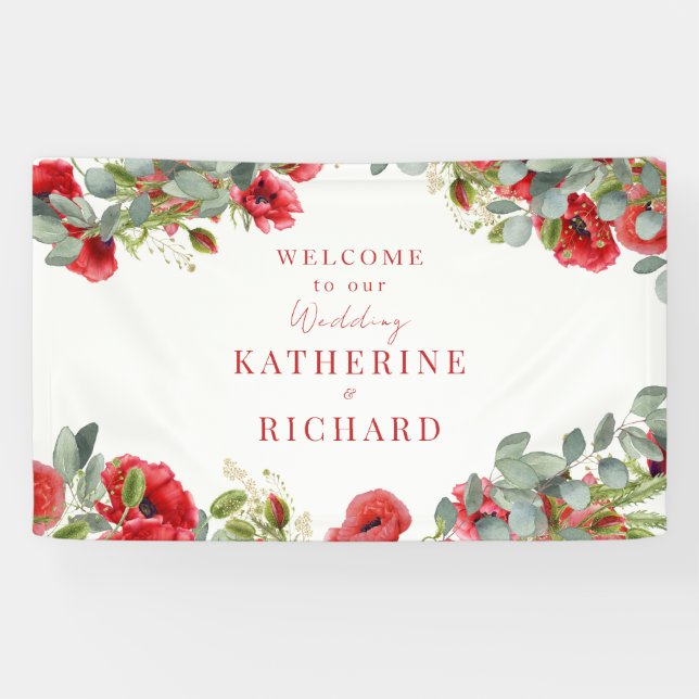 Begrüßung von Red Floral Banner (Horizontal)